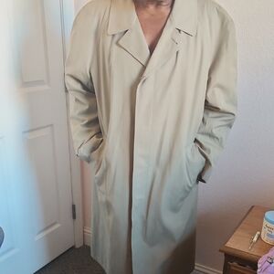 Men's Long Trench Coat in Light Beige